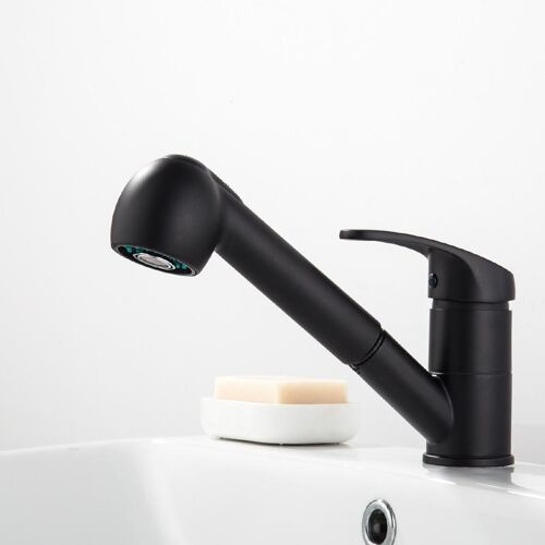 Robinet Mitigeur Télescopique 360° Eau Chaude Et Froide Double Jet Noir YONIS