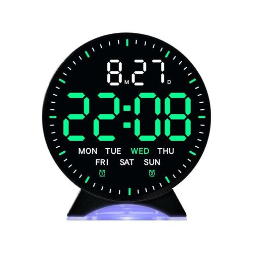 Réveil Électronique LED Date Jour Secondes Double Alarme Veilleuse Colorée YONIS