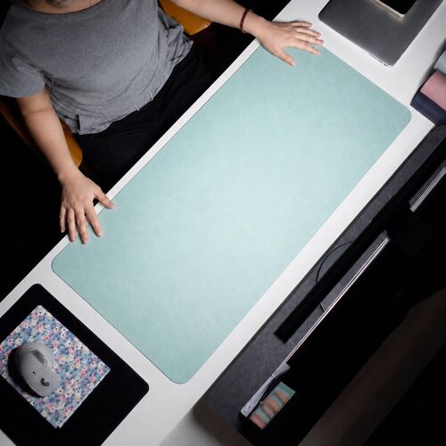 Sous Main De Bureau 90 x 45 cm Réversible En Cuir PVC Et Liège Imperméable Vert YONIS