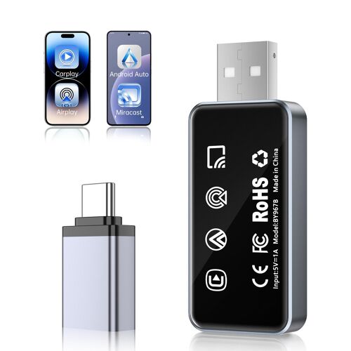 Adaptateur Sans Fil CarPlay Android Auto pour Voiture Compatible CarPlay Filaire YONIS