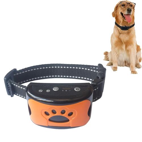 Collier Antiaboiement Rechargeable Étanche 7 Niveaux Veille 60 Jours Orange Yonis