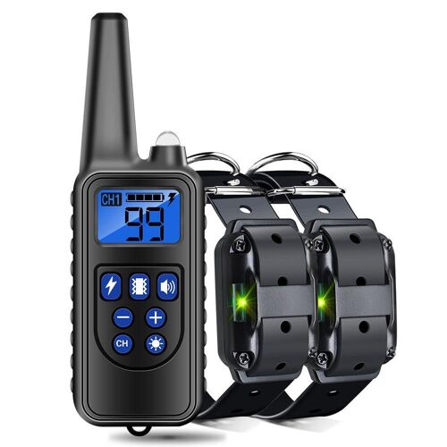 Collier De Dressage Canin Télécommandé 800 M Étanche 3 Modes 2 Colliers Yonis
