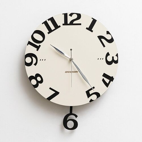 Horloge Murale Silencieuse Orange avec Pendule Mobile Décorative Beige YONIS