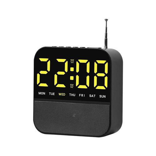 Radio Réveil Numérique LED à Double Alarme Radio FM et Recharge USB Jaune YONIS