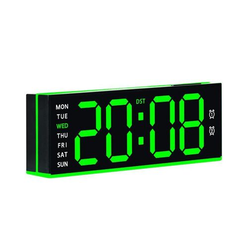 Réveil Numérique à Double Alarme avec Veilleuse Ambiante et Port USB Vert YONIS