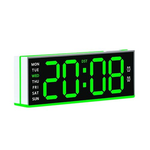 Réveil Numérique à Double Alarme avec Veilleuse Ambiante et Port USB Vert YONIS