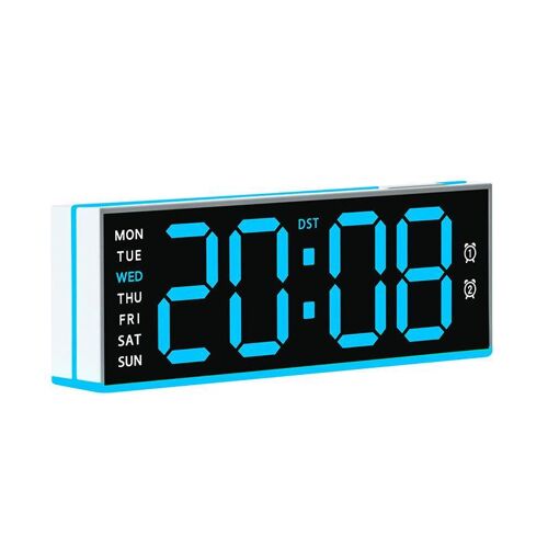 Réveil Numérique à Double Alarme avec Veilleuse Ambiante et Port USB Bleu YONIS