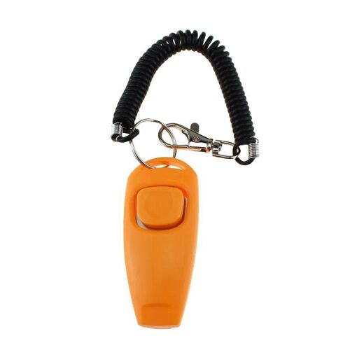 Clicker De Dressage Pour Chien 2 En 1 Sifflet Haute Fréquence Bracelet Orange Yonis