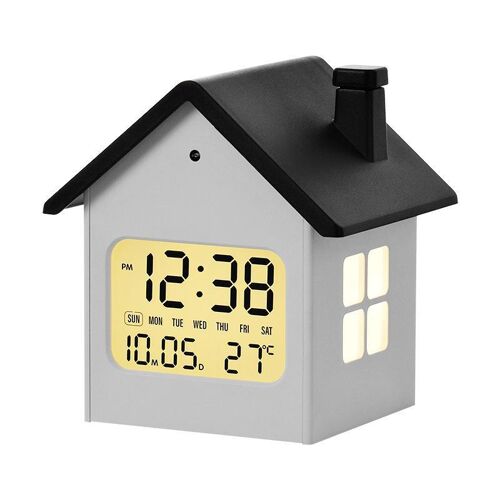 Réveil LCD En Forme De Maison Avec Veilleuse Et Répétition 7 Minutes Noir YONIS
