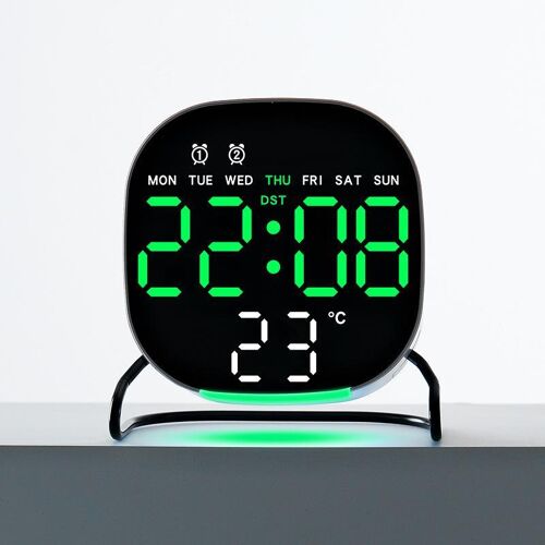 Réveil LED Numérique Avec Alarme Et Veilleuse Verte À Luminosité Réglable YONIS