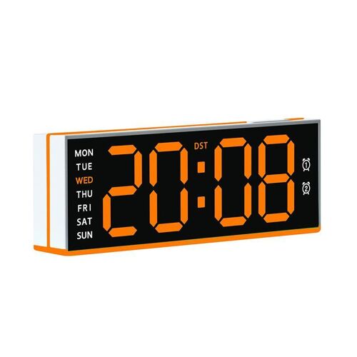Réveil Numérique à Double Alarme avec Veilleuse Ambiante et Port USB Orange YONIS