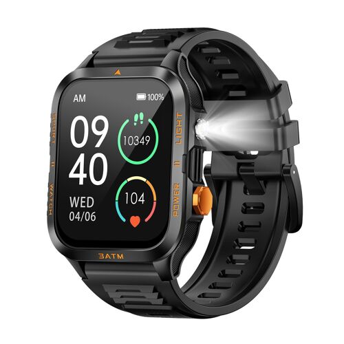 Montre Connectée Sport Bluetooth Écran Carré 100+ Modes IPX8-3ATM Orange YONIS