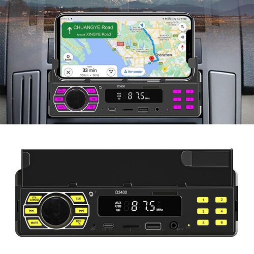 Autoradio 1 DIN Bluetooth MP3 Avec Support Téléphone Radio FM USB AUX TF YONIS