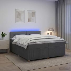 vidaXL Lit boxspring avec matelas Gris foncé 200 x 200 cm Tissu