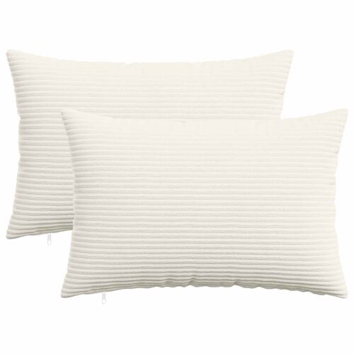 Vidaxl Housse De Coussin 2 Pcs Heerlen Crème 50 X 75 Cm Velours Côtelé