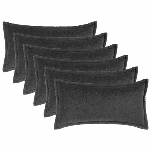 Vidaxl Housse De Coussin 6 Pcs Houten Gris Foncé 40 X 80 Cm Bouclé