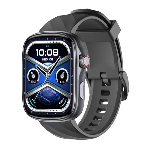 Montre Connectée avec Écran AMOLED 1,95 Pouce Suivi Cardiaque 100 Modes Sportifs Noir YONIS