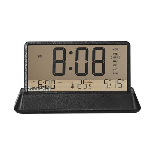 Réveil Électronique LED avec Thermomètre Calendrier Perpétuel et Alarme Noir YONIS