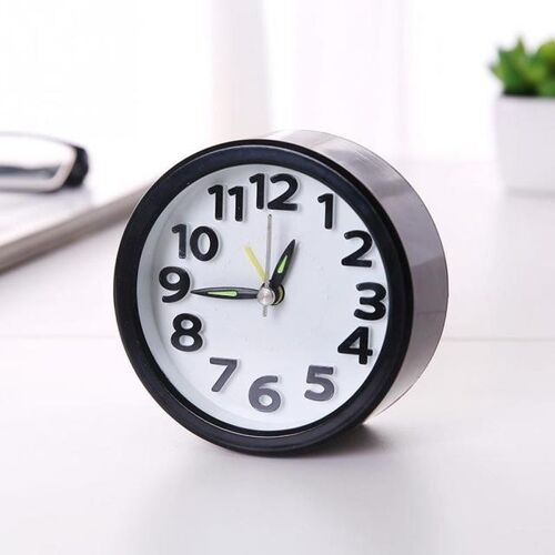 Réveil Analogique Silencieux Rond Blanc à Quartz Avec Affichage Lumineux Noir YONIS