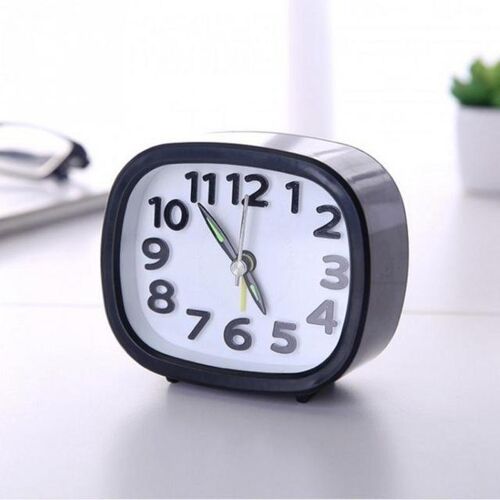 Réveil Analogique Silencieux Rond Blanc à Quartz Avec Affichage Lumineux Noir YONIS