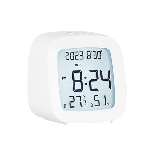 Réveil LCD De Chevet Avec Température Humidité Alarme Et Calendrier Blanc YONIS