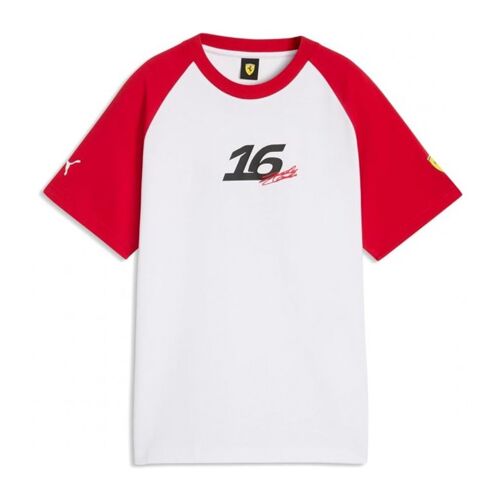 T-Shirt Ferrari F1 Team N° 16 Charles Leclerc Puma Blanc / Rouge