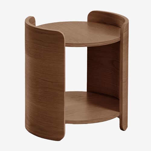 Table d'appoint ronde Ø45 cm en bois Adelis Marron Noyer Foncé