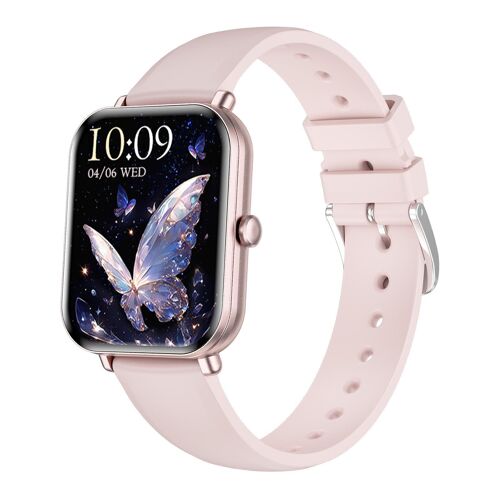 Montre Connectée 1.75 Pouce Appels Bluetooth IP68 Mesure Cardiaque Black Silicone Band YONIS