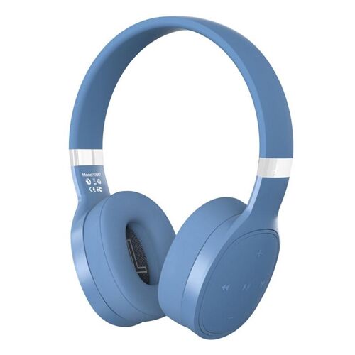 Casque Bluetooth Sans Fil Pour Jeu Vidéo Pliable 40 mm Basses Renforcées 8 à 10 h Bleu YONIS