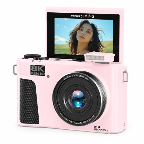 Appareil Photo Numérique Rose 8K Écran IPS 3 pouces WiFi Zoom 18x YONIS