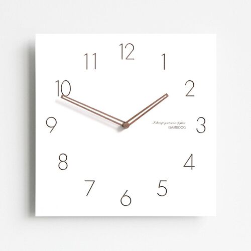 Horloge Murale Carrée 15 Pouces Silencieuse à Aiguilles en Bois Décorative YONIS