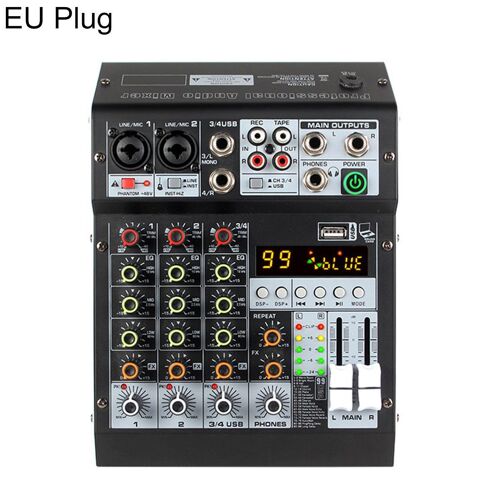 Table de Mixage Audio 4 Canaux Bluetooth USB avec Alimentation Fantôme 48 V YONIS