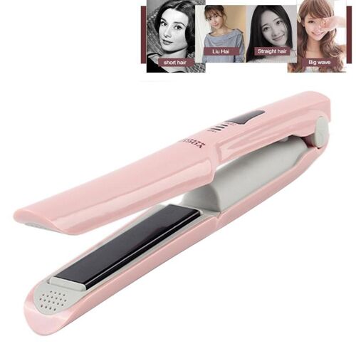 Mini Lisseur Boucleur Sans Fil Rechargeable Usb 2 En 1 Plaques Céramiques Rose Rose Yonis