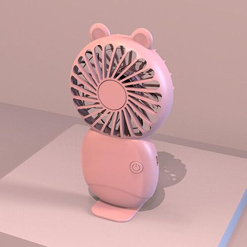 Ventilateur Portable Rechargeable Silencieux 3 Vitesses Avec Support Téléphone Rose YONIS