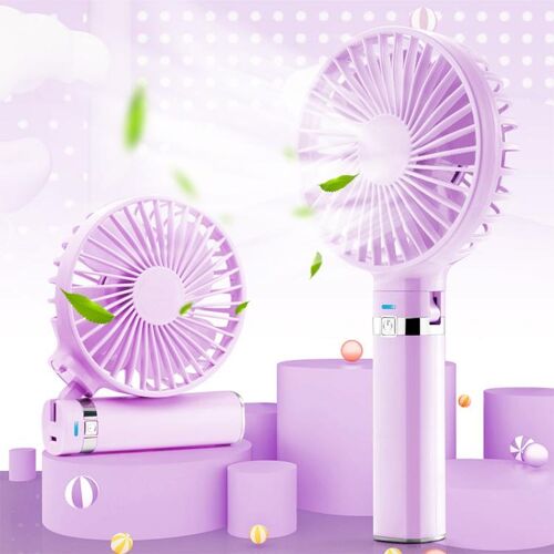 Ventilateur Portable Pliable 3 Vitesses Lampe Nocturne Recharge USB 1500mAh Violet YONIS