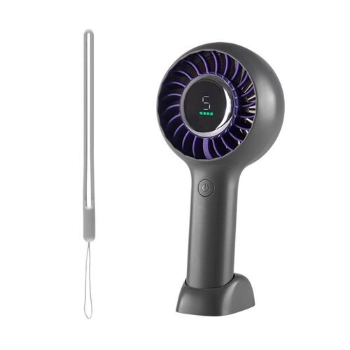 Ventilateur Portable 3000mAh à 5 Vitesses avec Affichage LED et Support Gris YONIS