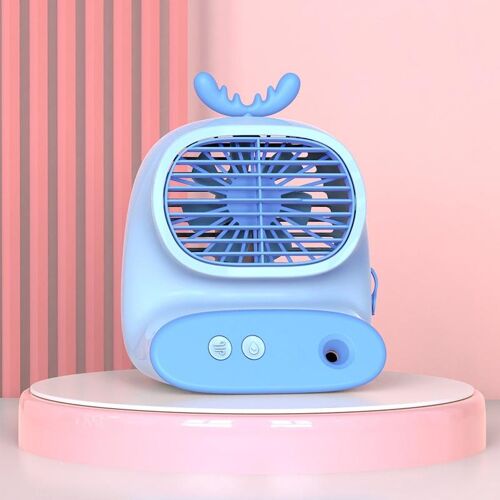 Ventilateur Humidificateur de Bureau Rechargeable Silencieux 3 Vitesses Bleu YONIS