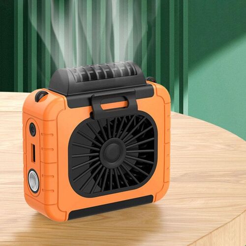 Ventilateur Portable Sans Hélice 6000mAh à Porter à la Taille Avec Lampe Torche Orange YONIS