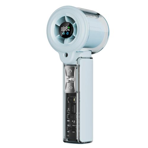 Ventilateur Portable à Brumisation 100 Vitesses Écran LED Rechargeable Type-C Bleu YONIS
