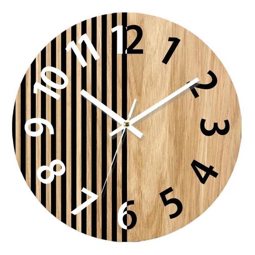 Horloge Murale Ronde Analogique et Numérique en Bois 30 cm Silencieuse YONIS