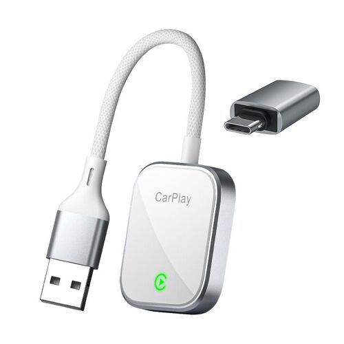 Adaptateur CarPlay Sans Fil USB USB-C Pour iPhone Connexion Automatique Blanc YONIS