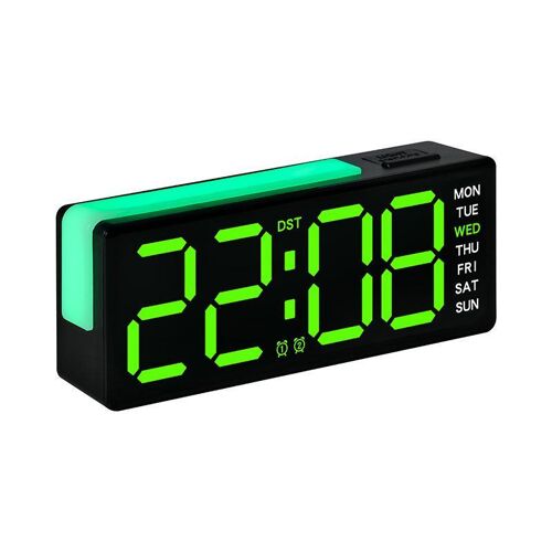 Réveil Numérique Avec Veilleuse RGB En L Double Alarme Affichage LED Vert YONIS
