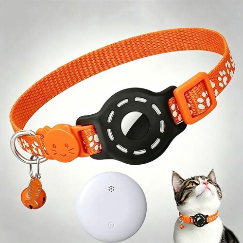 Collier Pour Chat Avec Traceur Intégré Compatible Apple Find My 18 à 33 cm Blanc YONIS