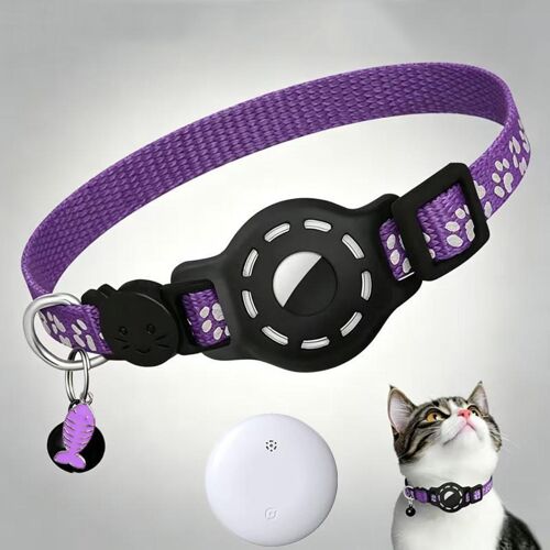 Collier Pour Chat Avec Traceur Intégré Compatible Google Find My Réfléchissant Blanc YONIS