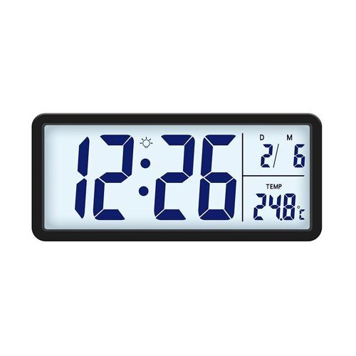 Horloge Numérique Murale 10 Pouces à Écran LCD Rétroéclairé Thermomètre Intérieur Noir YONIS