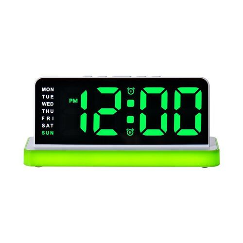 Réveil Numérique LED À Grand Écran Miroir Avec Éclairage d'Ambiance USB Vert YONIS