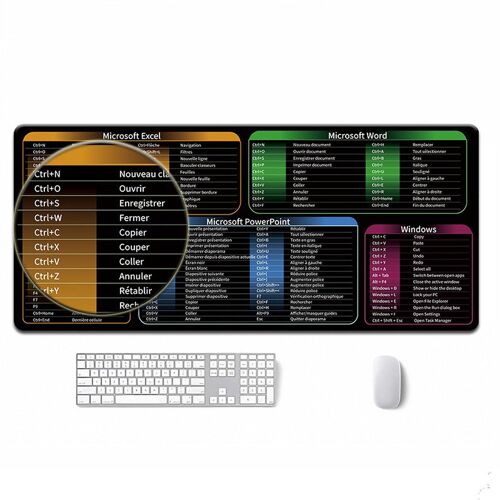 Tapis De Souris De Bureau 40x90 cm Avec Raccourcis Excel Word PowerPoint YONIS