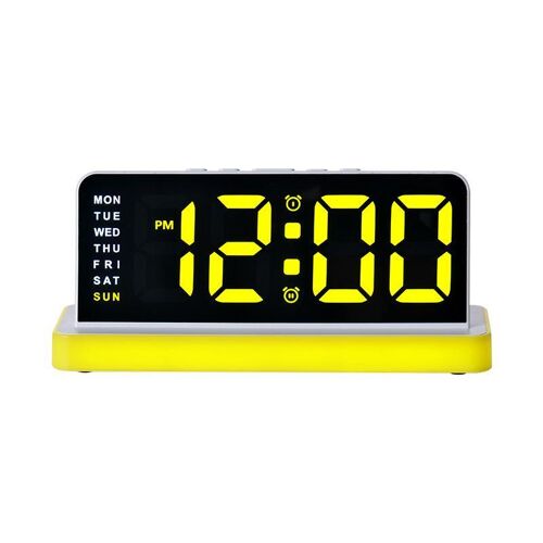 Réveil Numérique LED À Grand Écran Miroir Avec Éclairage d'Ambiance USB Jaune YONIS