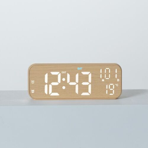 Horloge Numérique de Bureau LED avec Date et Température à Double Alarme YONIS