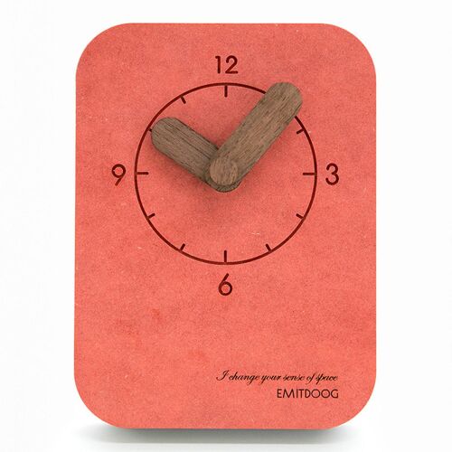 Horloge de Table et Murale Noire en Bois à Mouvement Silencieux 13 x 10 cm Rouge YONIS
